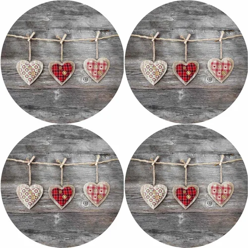 Bertoni Home Unisex's 4 Round Table Pads Set Hearts