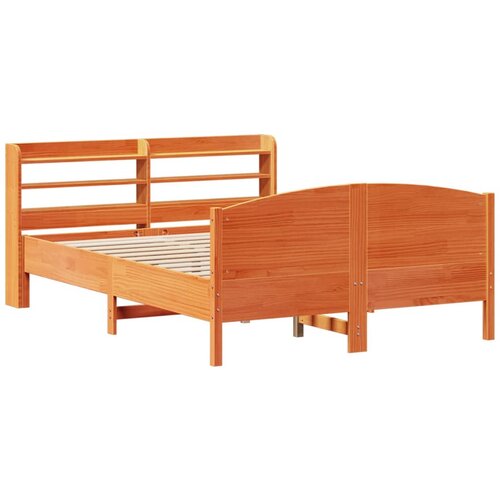 VidaXL Posteljni okvir z vzglavjem vo&amp;scaron;čeno rjava 150x200 cm borovina, (21303345) Slike