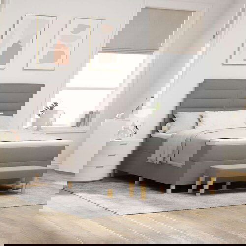  vzmetnica z vzmetnico in klopjo taupe 140 x 190 cm tkanina, (22083415) Slike