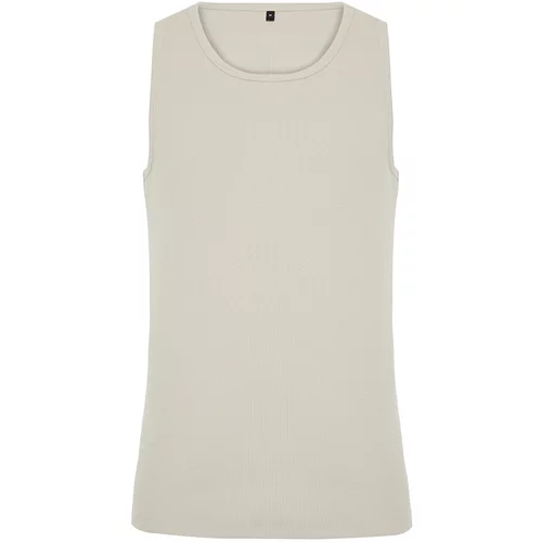 Trendyol Beige Men's Slim/Narrow Cut Corded Basic Sleeveless T-Shirt/Singlet