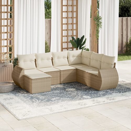 vidaXL 7-dijelni set vrtnih sofa od poliratana s jastucima bež Cijene