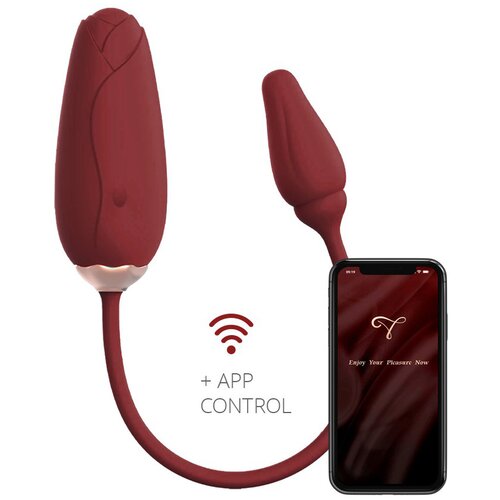 Viotec Flora Wearable Vibrator with App Control Gold & Wine Red Cene