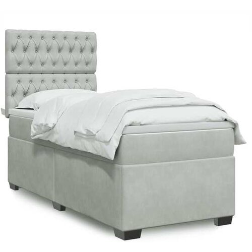 vidaXL Box spring postelja z vzmetnico svetlo siva 80x200 cm žamet Cene