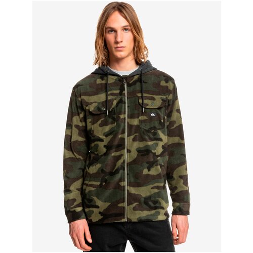Quiksilver Brown-Green Men&amp;#039;s Patterned Zipper Sweatshirt Super Swel - Mens Slike