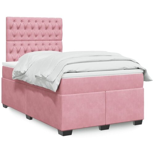 vidaXL Box spring postelja z vzmetnico roza 120x200 cm žamet Cene