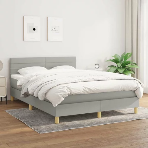  Box spring postelja z vzmetnico svetlo siva 140x200 cm blago, (20790923)