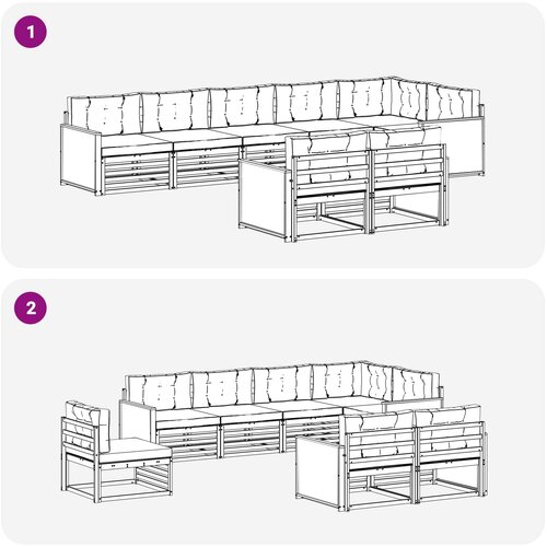  Set vanjskih sofa 8 kom. Prirodna i krem Smeđa Slike