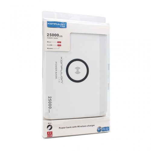 Konfulon wireless punjač back up baterija PS02 dual usb bela Slike