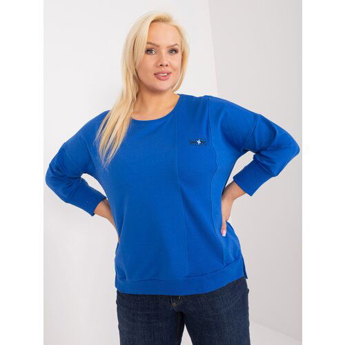 Fashion Hunters Cobalt blue blouse with a round neckline Slike