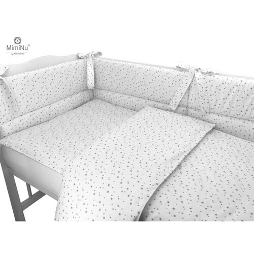 MimiNu posteljina set 5 elem. Stars bijela (za krevetić 120x60 cm) Cene