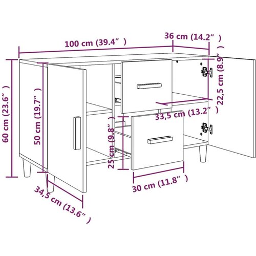 VidaXL Komoda boja dimljenog hrasta 100 x 36 x 60 cm konstruirano drvo Slike