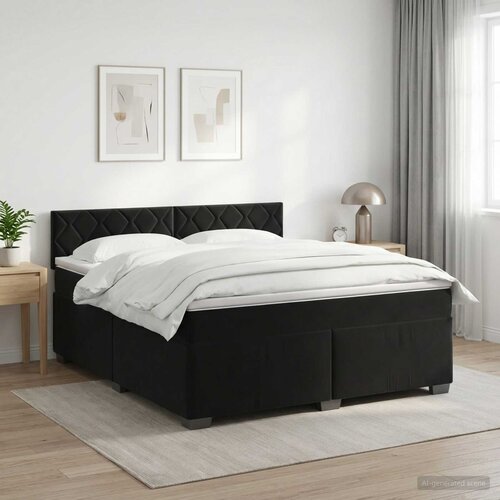  Boxspring krevet s madracem Crna 140 x 190 cm Baršun Cene