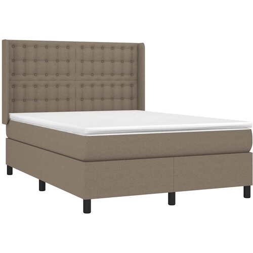  Krevet s oprugama i madracem smeđesivi 140 x 190 cm od tkanine Slike