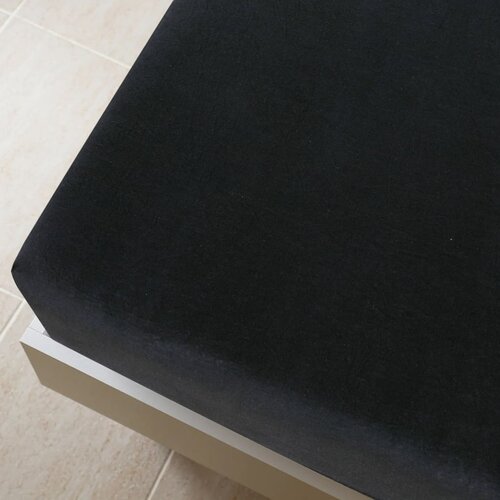  Plahta s gumicom od žerseja crna 160x200 cm pamučna Slike