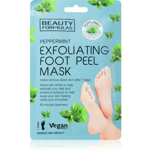 Beauty Formulas Peppermint eksfoliacijska maska za noge 1 kos
