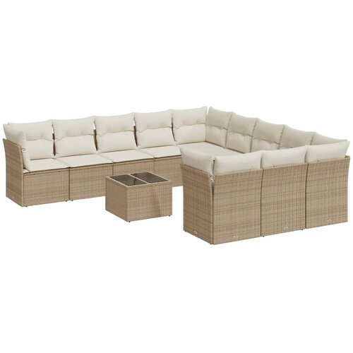  12-dijelni set vrtnih sofa od poliratana s jastucima bež Slike