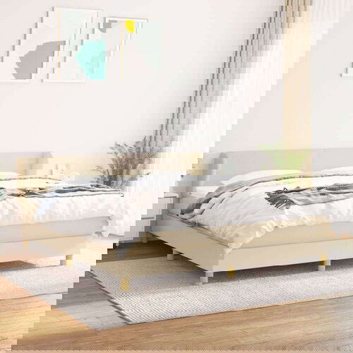  Box spring postelja z vzmetnico krem 180x200 cm blago Slike
