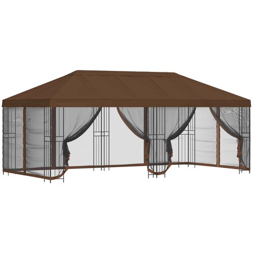 vidaXL Paviljon s stenami 6 x 3 m Rjava Poliester in jeklo 190, (5000218796) Cene