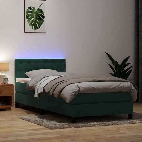 Box spring postelja z vzmetnico Temno zelena 80x210 cm žamet, (21792773) Cene