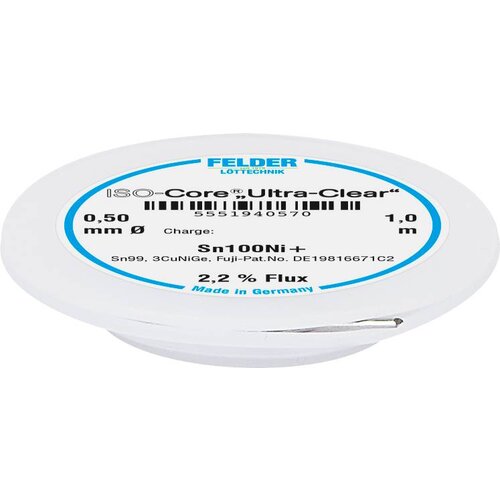 Felder L&amp;ouml;ttechnik Felder ISO-Core &amp;#039;&amp;#039;Ultra-Clear&amp;#039;&amp;#039; Sn100Ni+ spajkalna žica\, neosvinčena tuljava Sn99\,25Cu0\,7Ni0\,05 0.5 mm, (20429092) Slike
