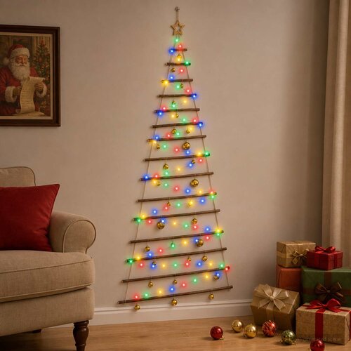  Viseća božićna jelka s kuglicama 30 LED lampica Višebojno Cene