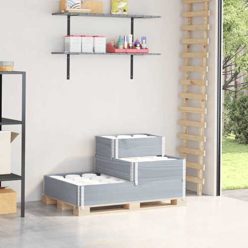 VidaXL Paletni okvir 3-nadstropni siv 120x80 cm trdna borovina Slike