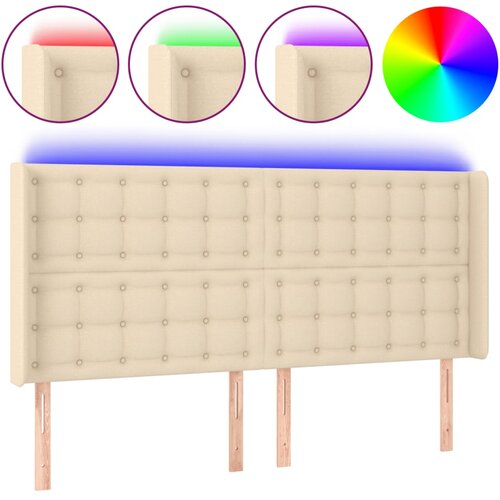 Maison Chic led posteljno vzglavje - vzglavna omarica - nočna omarica krem 183x16x118/128 cm blago, (21706570) Slike