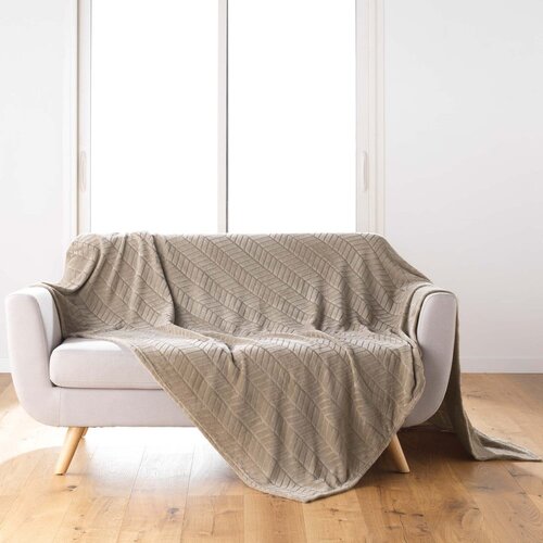 Douceur d intérieur Svetlo rjavo pregrinjalo iz mikroflanele 180x220 cm Arya – Cene