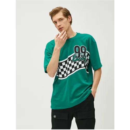 Koton Oversize T-Shirt Printed Racing Themed Crew Neck Cotton
