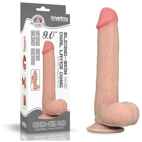 Lovetoy 2021 Dildo Lovetoy Sliding Skin 1 Dual Layer 9" Cene