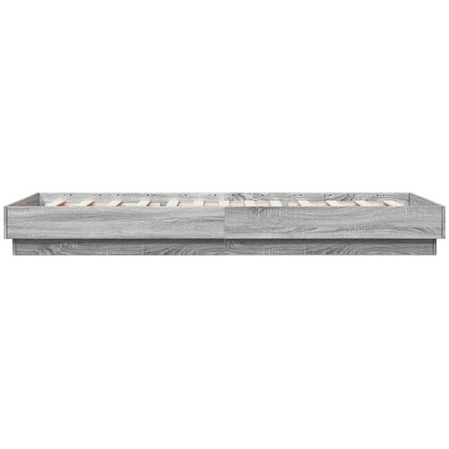  Okvir za krevet s LED svjetlima siva boja hrasta 100 x 200 cm Slike