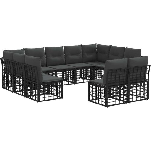  Set vanjskih sofa Crna i tamno siva Poliester - Crna i tamno siva bez stola Cene