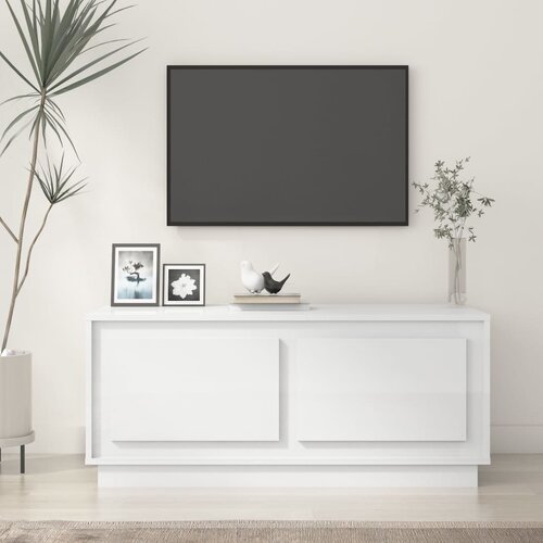 The Living Store Klubska mizica visok sijaj bela 102x50x44 cm inženirski les - Klubska Mizica, (21574848) Cene