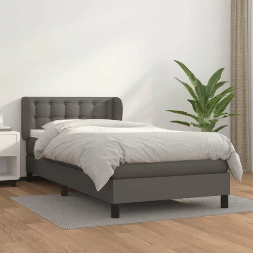  Box spring postelja z vzmetnico siva 90x200 cm umetno usnje, (20901304)