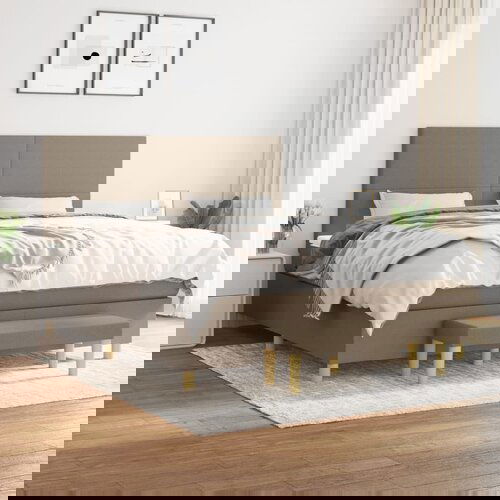 The Living Store Box spring postelja z vzmetnico taupe 160x200 cm blago - Box Spring Postelja, (21438389) Slike