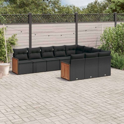 vidaXL 10-dijelni set vrtnih sofa s jastucima crni od poliratana Cijene