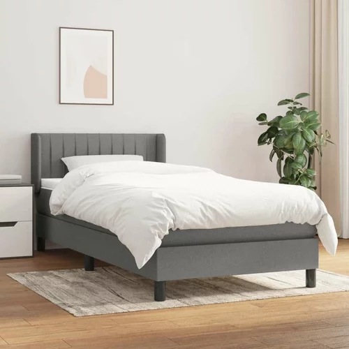  Box spring postelja z vzmetnico temno siva 90x200 cm blago, (20724816)