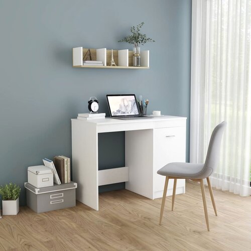 VidaXL Pisalna miza bela 100x50x76 cm iverna plo&amp;scaron;ča, (20640592) Slike