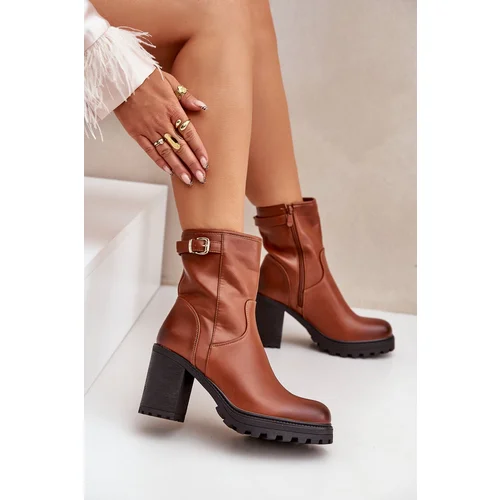 FS1 Insulated ankle boots with buckle brown Selavia