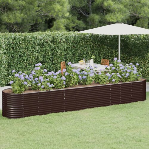 vidaXL Visoka greda iz prašno premazanega jekla 440x80x68 cm rjava Cene