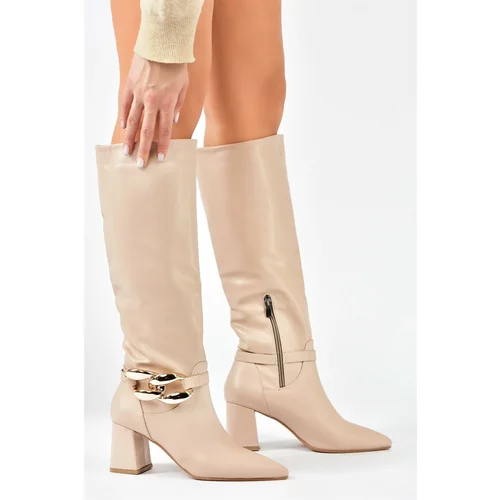 Fox Shoes Nude Women's Thick Heeled Boots