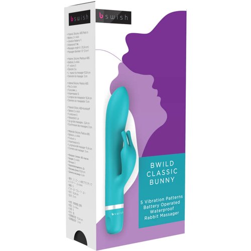 BSwish Bwild Classic Bunny - vibrator z rogom (turkizna) Slike
