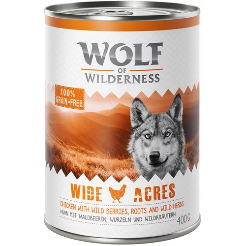 Wolf of Wilderness Varčno pakiranje Adult 24 x 400 g - NOVO: Wide Acres - piščanec