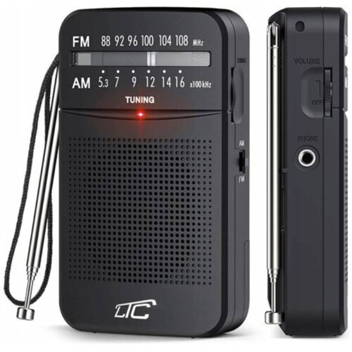 Ltc am/fm žepni radio na baterije črn Cene