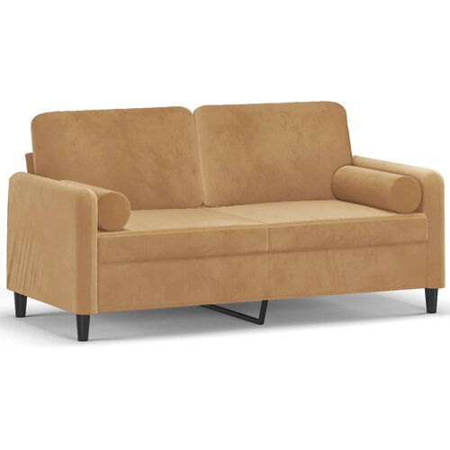 VidaXL Kavč dvosed z okrasnimi blazinami rjav 140 cm žamet, (20924623) Slike