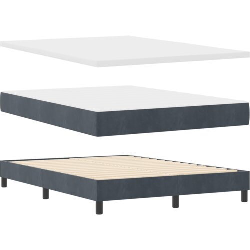 VidaXL Krevet s čvrstom podlogom i madracem &amp;amp; LED Tamno siva 140x190 cm Bar&amp;scaron;un Slike