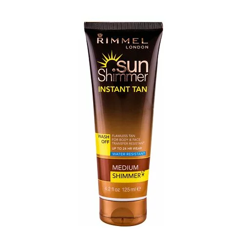 Rimmel London Sun Shimmer Instant Tan samoporjavitveni losjon za obraz in telo 125 ml odtenek Medium Shimmer