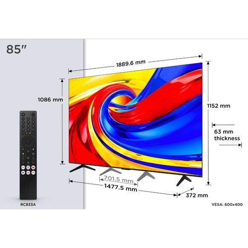 Tcl 85&Prime;P7L 4K QLED Google TV;60Hz, VRR, Dolby Atmos;Dolby Vision, 450 nits; Onkyo 2.1ch Cijene