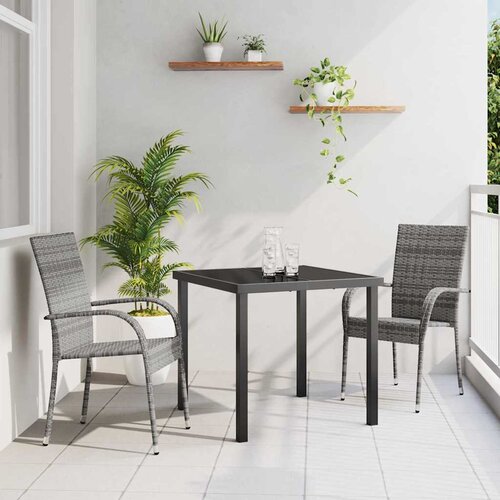 VidaXL Komplet za jedilnico v vrtu 3 pcs Siva Poly ratan Slike