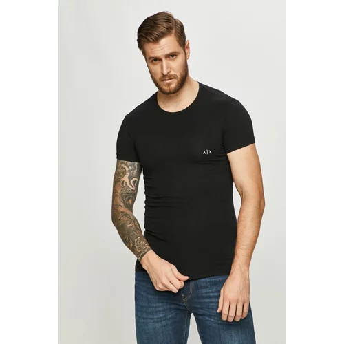 Armani_Exchange Kratka majica 2-pack moški, črna barva